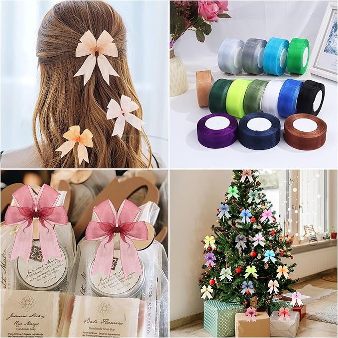 1-1/2 Inch x 50 Yards Sheer Organza Ribbon Chiffon Ribbon for Gift Wedding Flower Bouquet Wrapping Decorations Crafts (Gray)