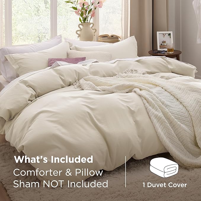 Bedsure Oat Milk Duvet Cover King Size Only - Prewashed Extra Soft All Season Bedding, Includes 1 Duvet Cover 104x90 Inches with Zipper Closure, Comforter Not Included
