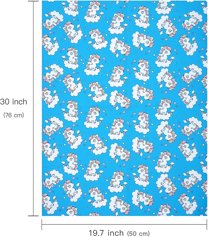 WRAPAHOLIC Birthday Wrapping Paper Sheet - 12 Sheets Unicorn Rainbow Pony Pink Blue Design Folded Flat for Birthday, Party, Baby Showers - 19.7 Inch X 30 Inch Per Sheet