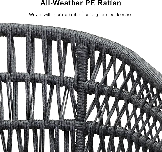 PURPLE LEAF 16 Pieces Outdoor Dining Set All-Weather PE Rattan Outdoor Patio Furniture Set with All Aluminum Frame Rectangular Table and Chairs Set for Lawn Garden Backyard Deck, Grey