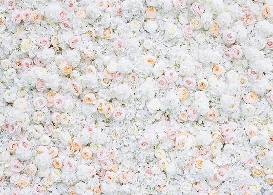 BELECO 7x5ft Fabric Flower Wall Backdrop Pink White Roses Flowers Floral Wall Background Backdrop Valentine's Day Party Engagement Newborn Baby Shower Birthday Wedding Photoshoot Studio Props