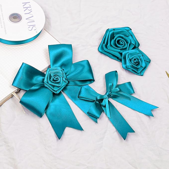 Turquoise Blue Satin Ribbon, Double Faced 7/8 Inch X 50 Yards Turquoise Ribbon, Premium Satin Ribbons for Gift Wrapping, Crafts, Hair Bow Making, Sewing, Flower Bouquet, Wedding Party Decor