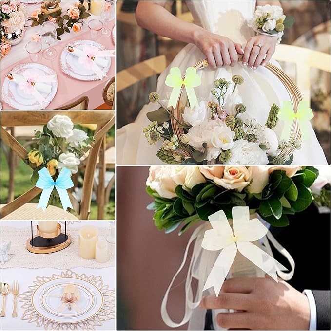 3/4 Inch x 50 Yards Sheer Organza Ribbon Chiffon Ribbon for Gift Wedding Flower Bouquet Wrapping Decorations Crafts (Light Blue)