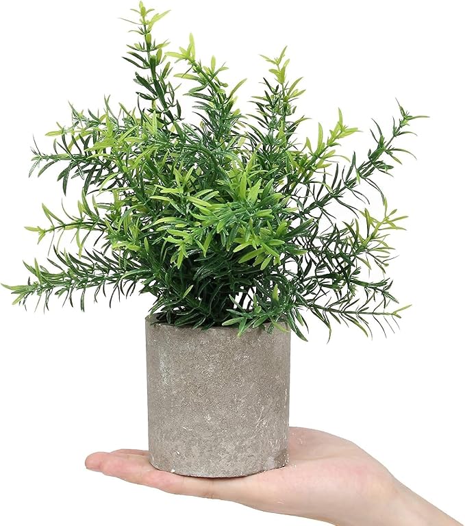 Flojery 2 Pack Small Fake Plants Faux Eucalyptus Potted Artificial Plants for Home Indoor Office Bathroom Dining Room Coffee Table Décor