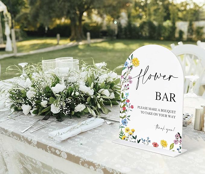 Acrylic Wedding Signs Flower Bar Sign for Reception, 6x8" Floral Themed Arch Acrylic Table Decor, Love Is In Bloom & Baby In Bloom Decorations for Baby Shower Bridal Shower Engagement Party