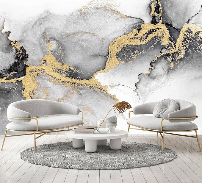 Black Gold Marble Wallpaper Peel and Stick for Living Room Office 82"x57"