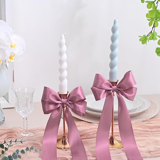 Double Face Rose Mauve Satin Ribbon 1-1/2 inch X 50 Yards Polyester Rose Mauve Ribbon for Gift Wrapping Very Suitable for Weddings Party Hair Bow Invitation Decorations and More