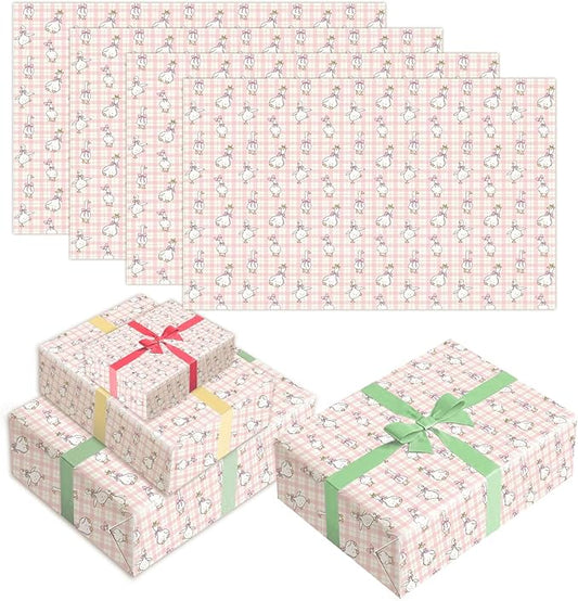A New Silly Goose Birthday Wrapping Paper, 5 Sheets Pink Goose Coquette Gift Wrapping Paper, Suitable for Birthday, Baby Shower, and Christmas Party, Decorations for Christmas Baby, 27.5 x 19.6 inches
