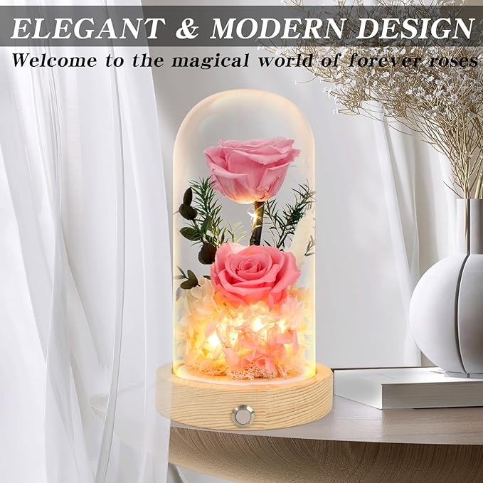 Preserved Roses & Fresh Flowers Bouquet – Gift for Women, Roses That Last Forever, Flowers for Delivery Prime – Birthday, Mother’s Day & Christmas