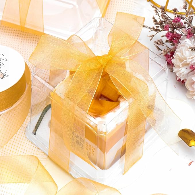 100 Yards Gold & Silver Sheer Organza Ribbons for Bow Making, Gift Wrapping, Christmas Decoration