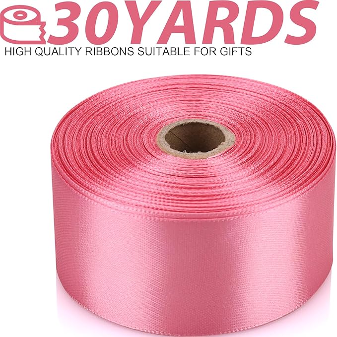 1-1/2 Inch 30 Yards Rose Gold Solid Satin Ribbon for Gift Wrapping,Craft Floral Bouquets,Wedding Party,Timeless Flower,Decoration Floral Hair,Balloons