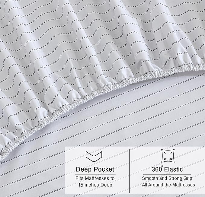 RUVANTI 100% Organic Cotton Sheets Full Size, Percale Weave, GOTS Certified, 4-Piece Set, Deep Pocket 15", Crisp & Breathable, Soft Durable Bedding, Sábanas Algodón Orgánico – Construction Line