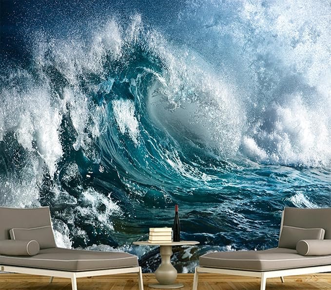 Cliouar-Ocean Mural Wallpaper Peel and Stick 137" x 102"