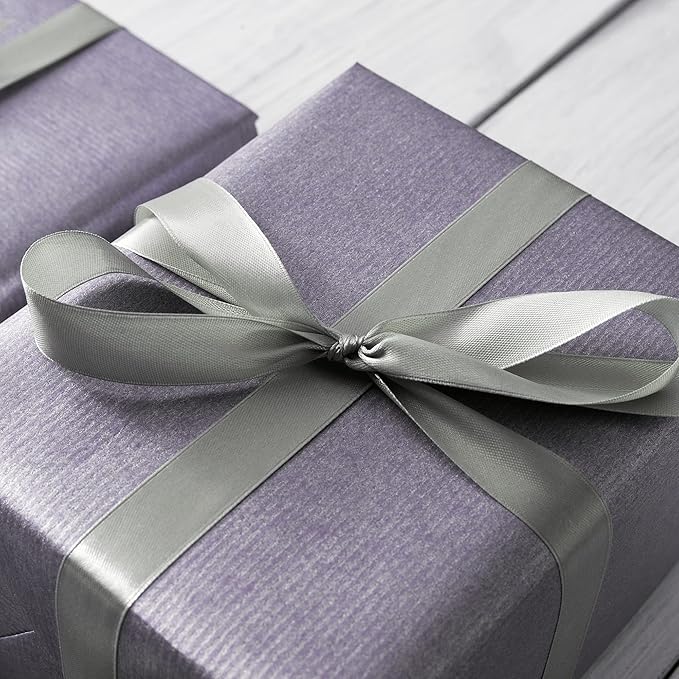 LIUYAXI Silver Stain Ribbon, 1-1/2" X Continuous 50 Yards, Double Faced Fabric Ribbon Perfect for Gift Wrapping Wedding Birthday Party Chair Sash Christmas Hair Floral Craft Sewing