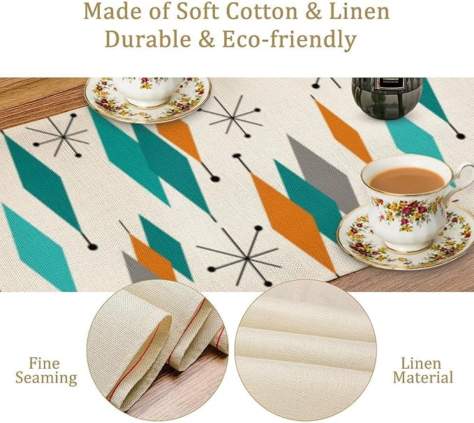 Mid Century Modern Table Runner,Table Runners for Kitchen Dining Modern Tables Decor Decoration for Kitchen Family Dinner Table Holiday Party Farmhouse 13 x 90 Inch