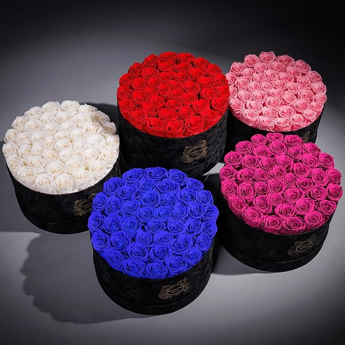 40 Pieces Preserved Roses in Suede Box, Flowers for Mothers Day, Preserved Flowers Gift for Women, Violet