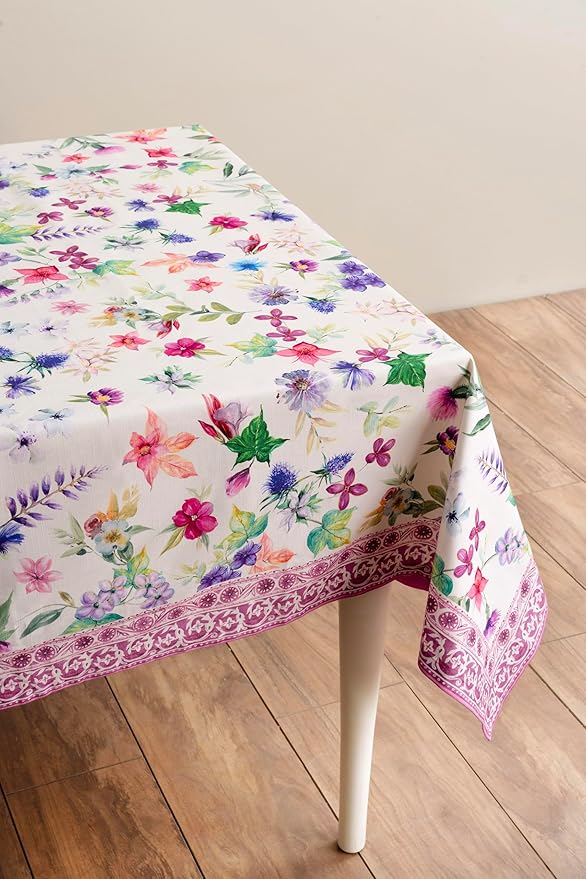 Maison d' Hermine Table Cloth Rectangle Table 100% Cotton 54 x 72 Inches Tablecloth Reusable Decorative Everyday Use for Dining Room, Farmhouse, Home, Party, Festive & Wedding Spring Summer - Chardon