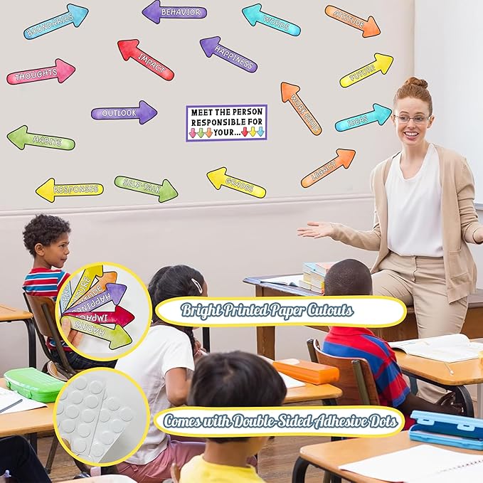 Colorful Bulletin Board Cutouts Decorations for Classroom Paper Decals Set Kids Inspirational Mirror Decal Self Affirmation Poster Stickers Posiotive Paper Cutouts for Nursery School Chalkboard Supply