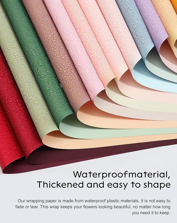 TINGSING 20 Pcs Double Sided Flower Wrapping Paper 22.4 inch Matte Waterproof Floral Bouquet Wrappings Papers for Floral Wrap Gift Packaging Florist Packing Supplies DIY Crafts,Yellow - Orange