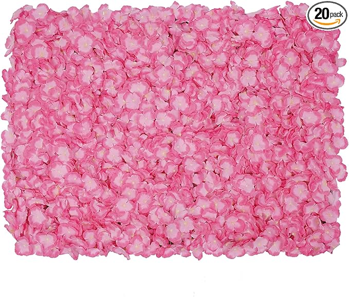 16"x 24" Artificial Flower Wall Panels,Flower Wall Mat Silk Flower Panels for Outdoor Garden Backyard Fence Fence Privacy Screen and Indoor Wall Decor(20Pcs Pink,Style 2)