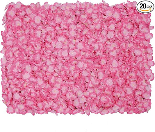16"x 24" Artificial Flower Wall Panels,Flower Wall Mat Silk Flower Panels for Outdoor Garden Backyard Fence Fence Privacy Screen and Indoor Wall Decor(20Pcs Pink,Style 2)