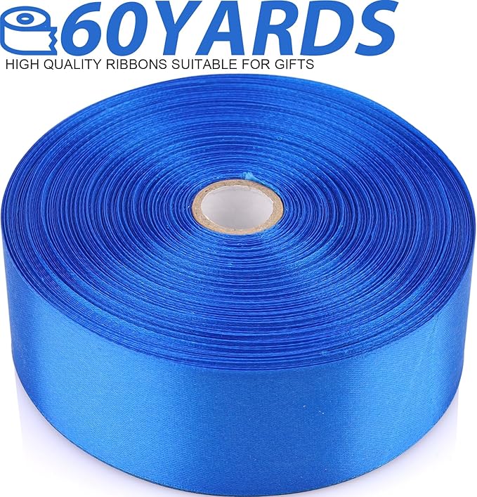 1-1/2 Inch 60 Yards Blue Solid Satin Ribbon for Gift Wrapping,Craft Floral Bouquets,Wedding Party,Timeless Flower,Decoration Floral Hair,Balloons
