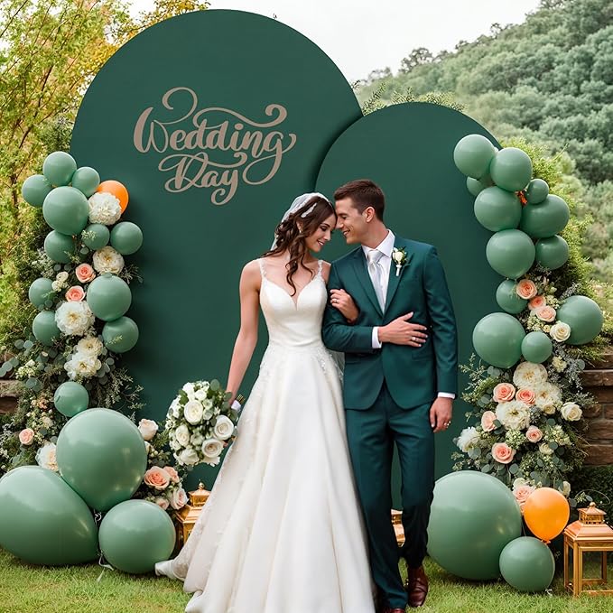 Hunter Green Arch Backdrop Covers - 7.2FT, 6FT Spandex Fitted Wedding Arch Stand Covers Round Top Chiara Stretchy Arch Backdrop Cover for Christmas Wedding Birthday Party Decoration