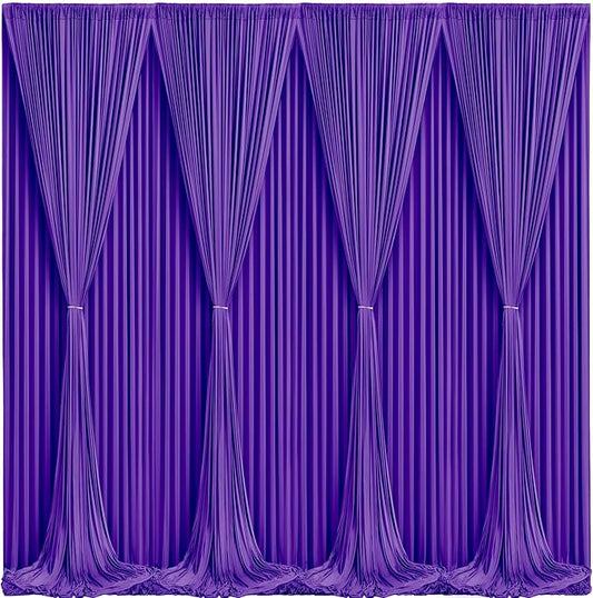 Purple Backdrop Curtains 10 Panels-Wrinkle-Free Purple Curtains Polyester Photography Drapes for Baby Shower Birthday Party Photo Background Backdrop Stand- 40 X10FT