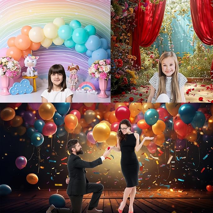 Colorful Flowers Backdrop Pink Red Roses Flowers Floral Wall Photography Background Anniversary Birthday Baby Shower Wedding and Love Backdrops Decor Children Adults Video Studio Prop 6x4ft