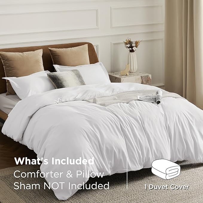 Bedsure Duvet Cover Oversized King Size - Only Includes 1 Duvet Cover (120"x98"), Hotel Luxury Soft Double Brushed All Season Bedding for Kids & Adults, Zipper Closure, NO Comforter, White
