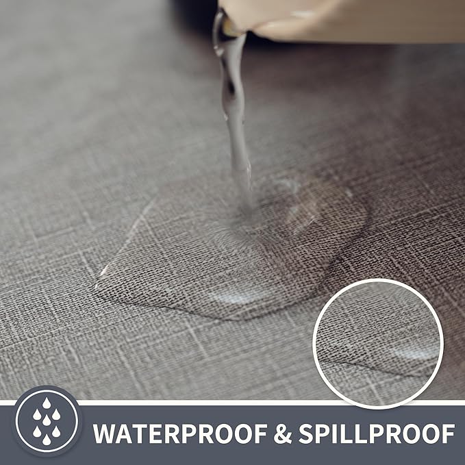 Rectangle Table Cloth,100% Waterproof Tablecloth Oil Proof Spill Proof Vinyl Table Cloth, Wipe Clean Plastic Table Cover for Dining, Camping, Indoor and Outdoor 54" x 78",Grey