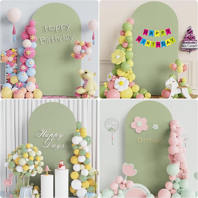 Wokceer 6.6FT Wedding Arch Cover Spandex Fitted Wedding Arch Stand Covers Round Top Sage Green Chiara Arch Cover for Birthday Party Ceremony Banquet Decoration