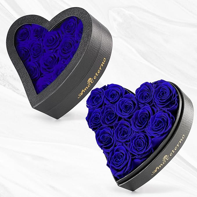 Flower, Forever Roses in A Box, Fresh Flowers, Birthday Gifts for Her, Women, Mom, Girlfriend, Wife, Grandma,Blue Forever Rose