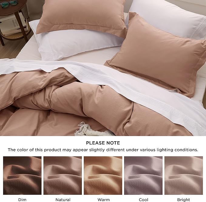 Bedsure Mocha Mousse California King Duvet Cover - Prewashed Cotton-Like Extra Soft Bedding Set, Includes 1 Cal King Duvet Cover 104x98 Inches with Zipper Closure & 2 Pillow Shams, No Comforter