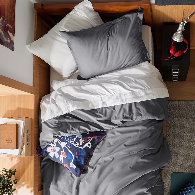 Bedsure Duvet Cover Twin/Twin XL Size - Soft Double Brushed Bedding Set for Kids & Adults, Zipper Closure, 2 Pieces, Includes 1 Duvet Cover (68"x90") & 1 Pillow Sham, NO Comforter, Dark Grey