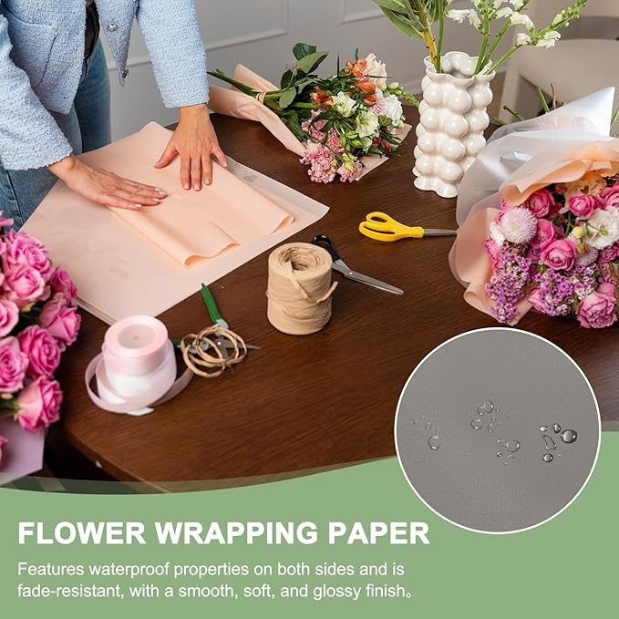 PATIKIL 22.8 x 22.8 Inch Flower Wrapping Paper, 20 Pcs Iridescent Double Sided Florist Bouquet Packaging Waterproof Florist Supplies DIY Crafts Gift Packaging Gift Box Wedding, Gray