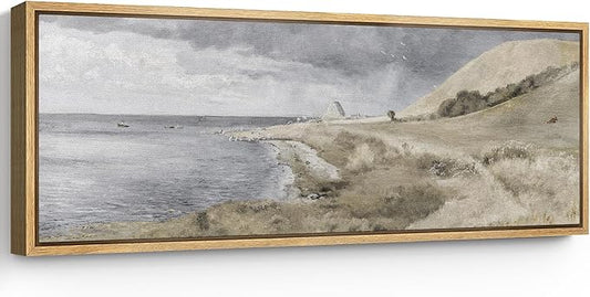 SIGNFORD Large Framed Canvas Print Wall Art Coastal Dunes Landscape Serene Seaside Illustrations Modern Art Relax/Calm Warm for Living Room, Bedroom, Office - 60"x20"