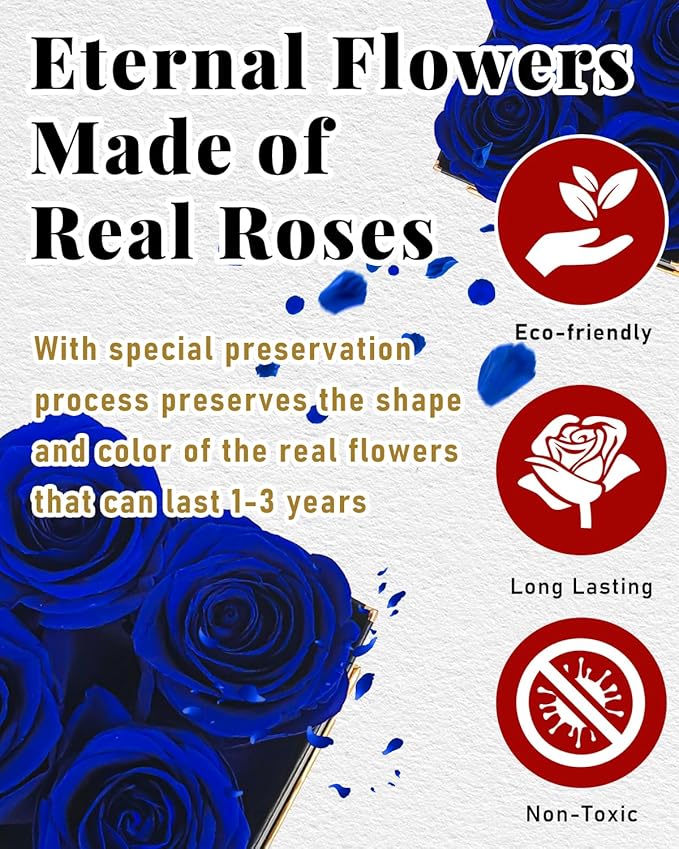 Changshunqi Forever Flowers, Preserved Real Roses in Box Lasting 2-3 Years, Preserved Flowers Birthday Gifts for Womem Mom Her,Anniversary Eternal Flowers Gifts for Mother Women Friends