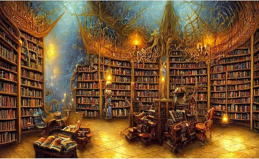 Medieval Fairytale Library Backdrop Vintage Bookshelf Backgrounds Cozy Bookcase Old-Fashioned Library Room Magical Books Photography Background Magic Books Theme Party Decorations Props 20x10ft