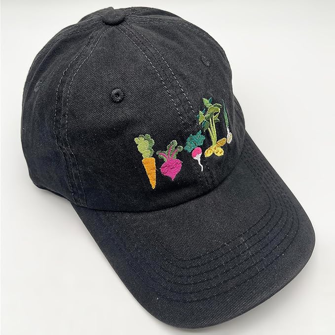 Cute Flower Hat, Elegant Floral Embroidered Adjustable Baseball Cap for Men Women, Gifts for Flower Lovers, Black