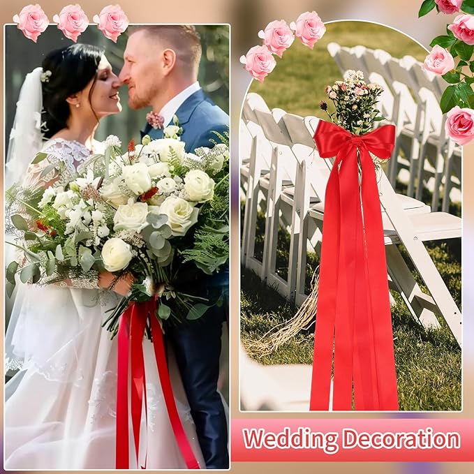 Red Ribbon 1 Inch 50 Yards Craft Polyester Christmas Satin Ribbon Red Bows for Wedding Outdoor Patio Decor Wreath Hair Bows Crafts Gift Wrapping DIY Projects