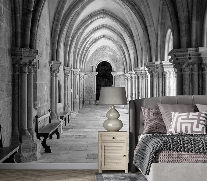 Eierme-Vaulted Ceiling Inside The Monastery, Panoramic View of Beautiful Arcades Peel and Stick 160" x 114"