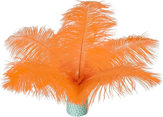 Piokio 20 pcs Orange Ostrich Feathers Plumes 6-8 inch(15-20 cm) Bulk for DIY Handmade Artwork and DIY Clothes, Feather Pens, Dream Catcher, Table Decoration.