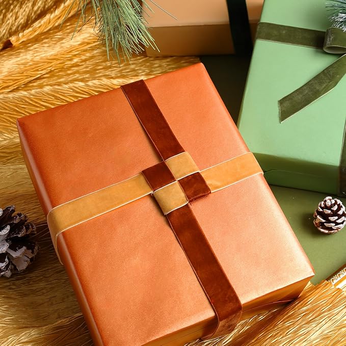 LaRibbons Copper Wrapping Paper, Mini Roll-17 Inch x 33 Feet Solid Color Pearly-Lustre Paper, Gift Wrapping Paper Rolls for Thanksgiving, Christmas, Birthday, Holiday Presents