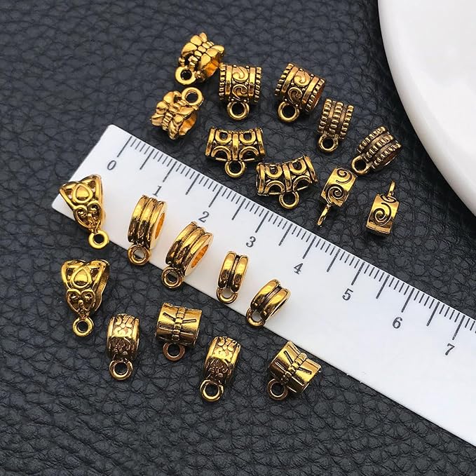 WOCRAFT 60pcs Antique Gold Bails Charms Bracelet Charms for Jewelry Making Sets DIY Necklace Bracelet Keychain Crafting Charms Kit Craft Supplies (SN852)