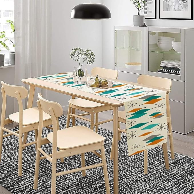 Mid Century Modern Table Runner,Table Runners for Kitchen Dining Modern Tables Decor Decoration for Kitchen Family Dinner Table Holiday Party Farmhouse 13 x 108 Inch