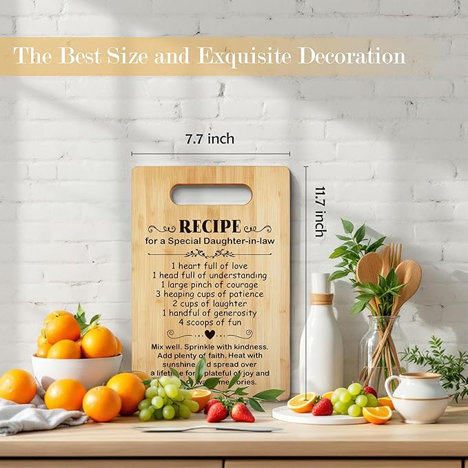 Daughter in Law Gifts Cutting Board, Gifts for Daughter in Law, Daughter in Law Gifts for Christmas, Daughter in Law Gifts from Mother in Law, Daughter in Law Bamboo Cutting Boards for Kitchen