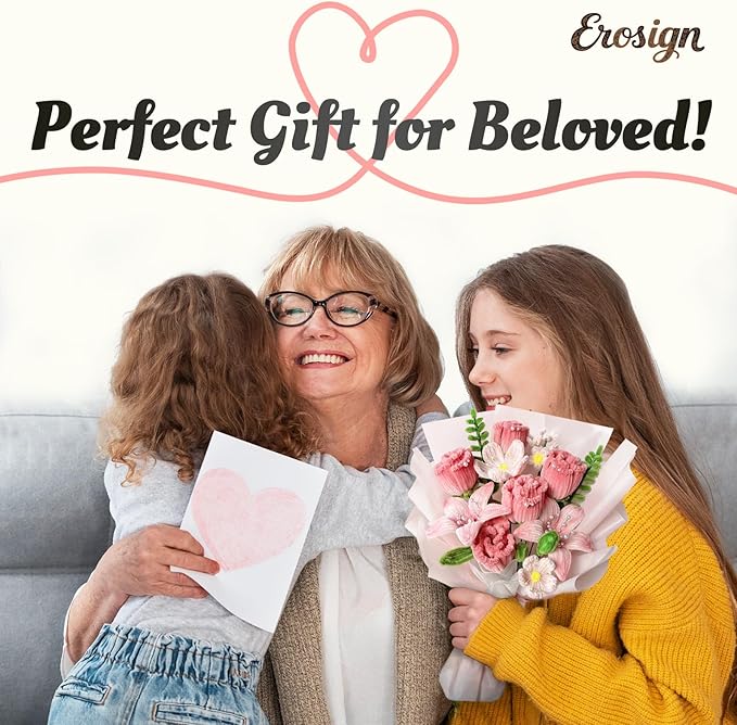 Erosign 500 Pcs All-in-One Pipe Cleaner Flower Making Kit - Complete DIY Craft Set for Kids & Adults | Includes Chenille Stems, Wires, Tape, Stamens, Ribbon, Beads, Pom Poms, Paper, Glue | (Pink)