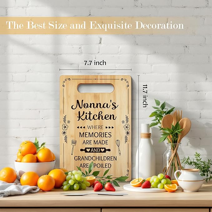 Nonna Gifts Cutting Board Chopping Board, Nonna Gifts from Grandkids, Gifts for Nonna Grandma, Grandma Kitchen Gifts, Grandma Birthday Gifts, Nonna's Kitchen Decorative Bamboo Cutting Board
