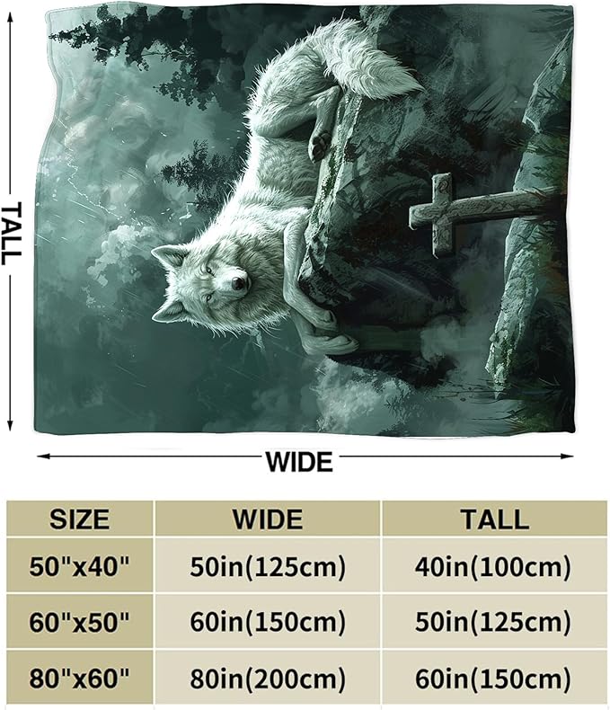 Christian Wolf Throw Blanket - Soft, Warm & Cozy Fleece for Women & Men - 80"x60"